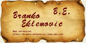 Branko Eklemović vizit kartica